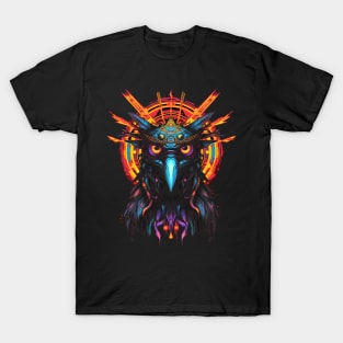 Psychedelic DMT Art Crow Portrait T-Shirt